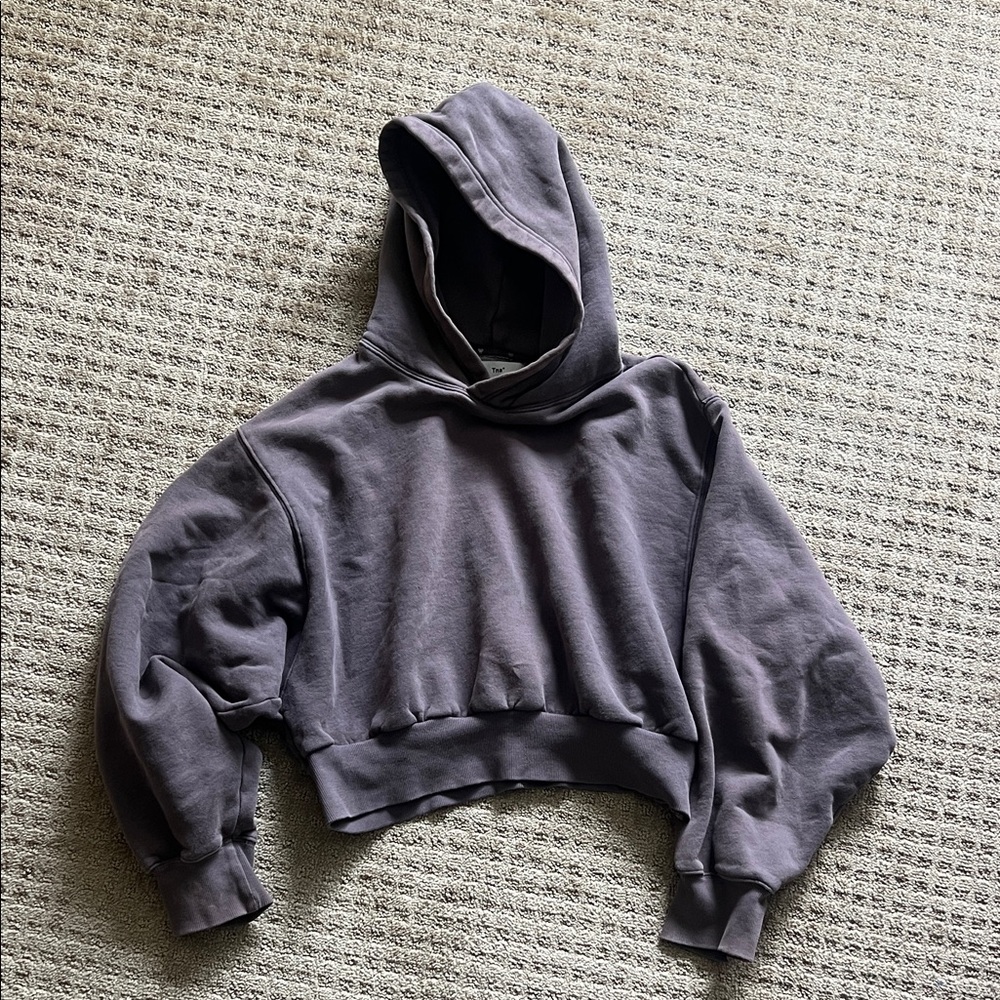 Aritzia TNA Cropped Washed Purple Hoodie